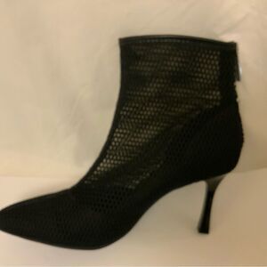ZARA Ankle Boots Womens Size 41 Mesh Almond Toe Stiletto Heel Back Zip Black